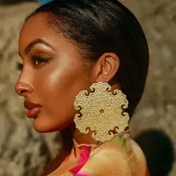 Fashion Gold Color Big Hollow Earrings Round Circle Long Drop Earrings For Women Fashion Ear Jewelry Gifts