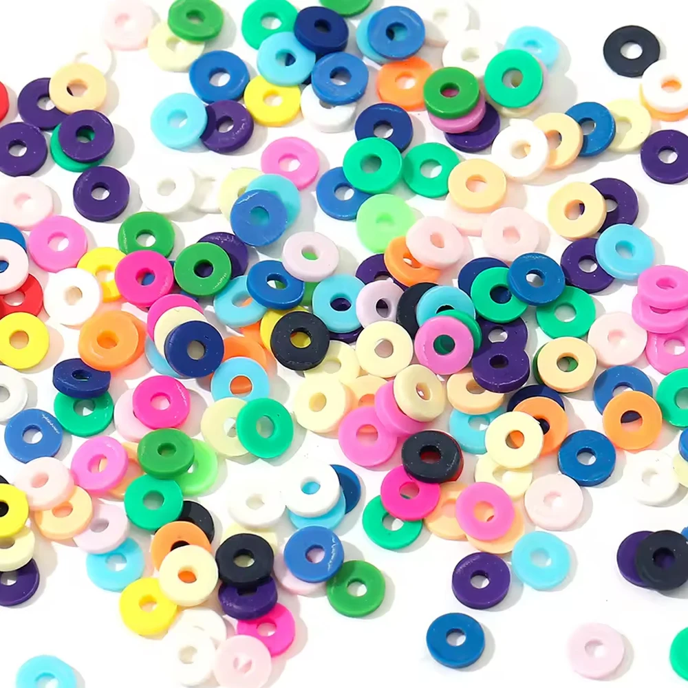 300 Stück 6mm Flache Runde Polymer Clay Perlen Handgefertigte Scheiben Lose Abstandsperlen für Schmuckherstellung DIY Armband Halskette Heishi Perlen – Detail 32