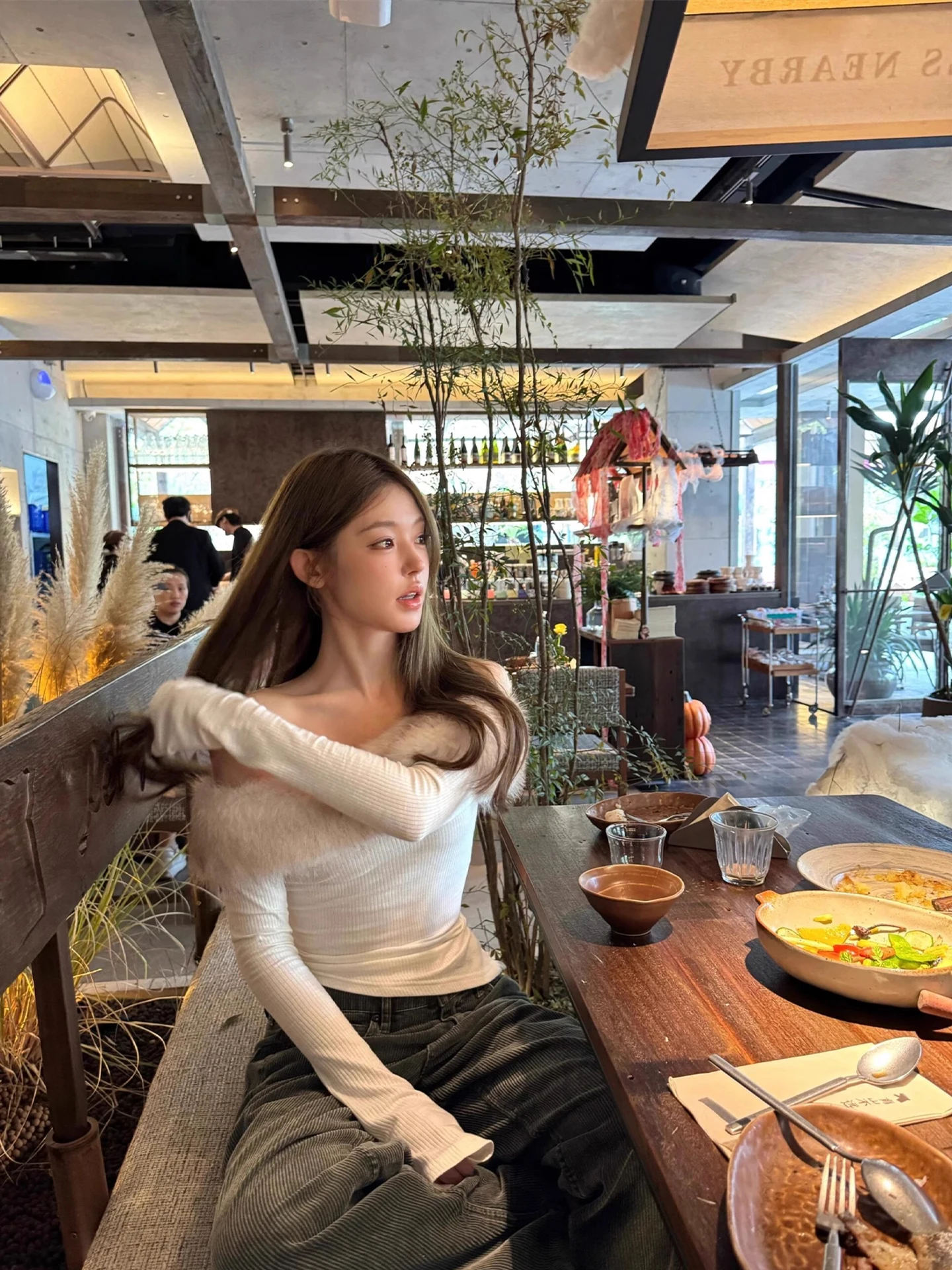 Pure Desire Sle ロング Sve ファーリーニットセーター レディース スリムフィット ショルダーバリングトップ セクシー Sle ソフト素材 デイリーウェア