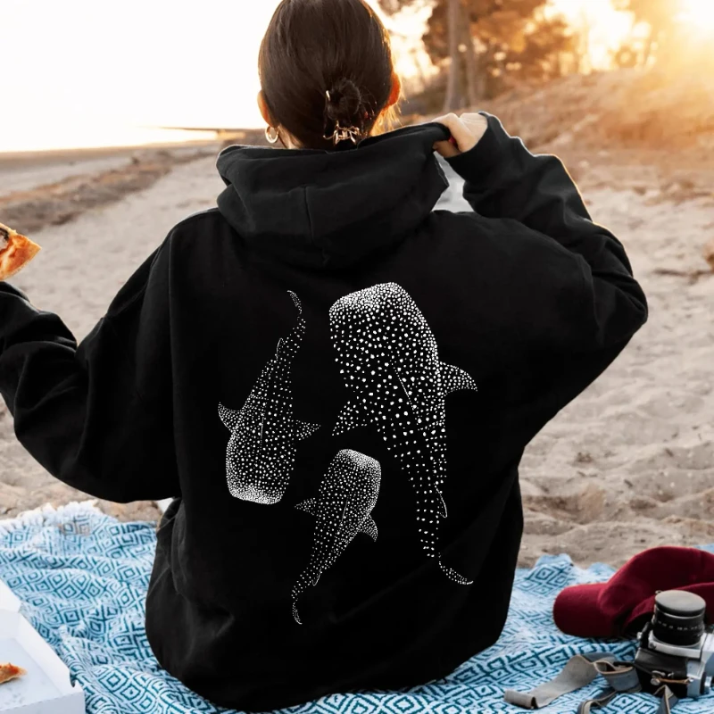 

Whale Shark Hoodie, Ocean Inspired Style Sweatshirt for Ocean Lovers Gift, Diving Girl Hoodie, Coconut Beachy Girl Tshirts