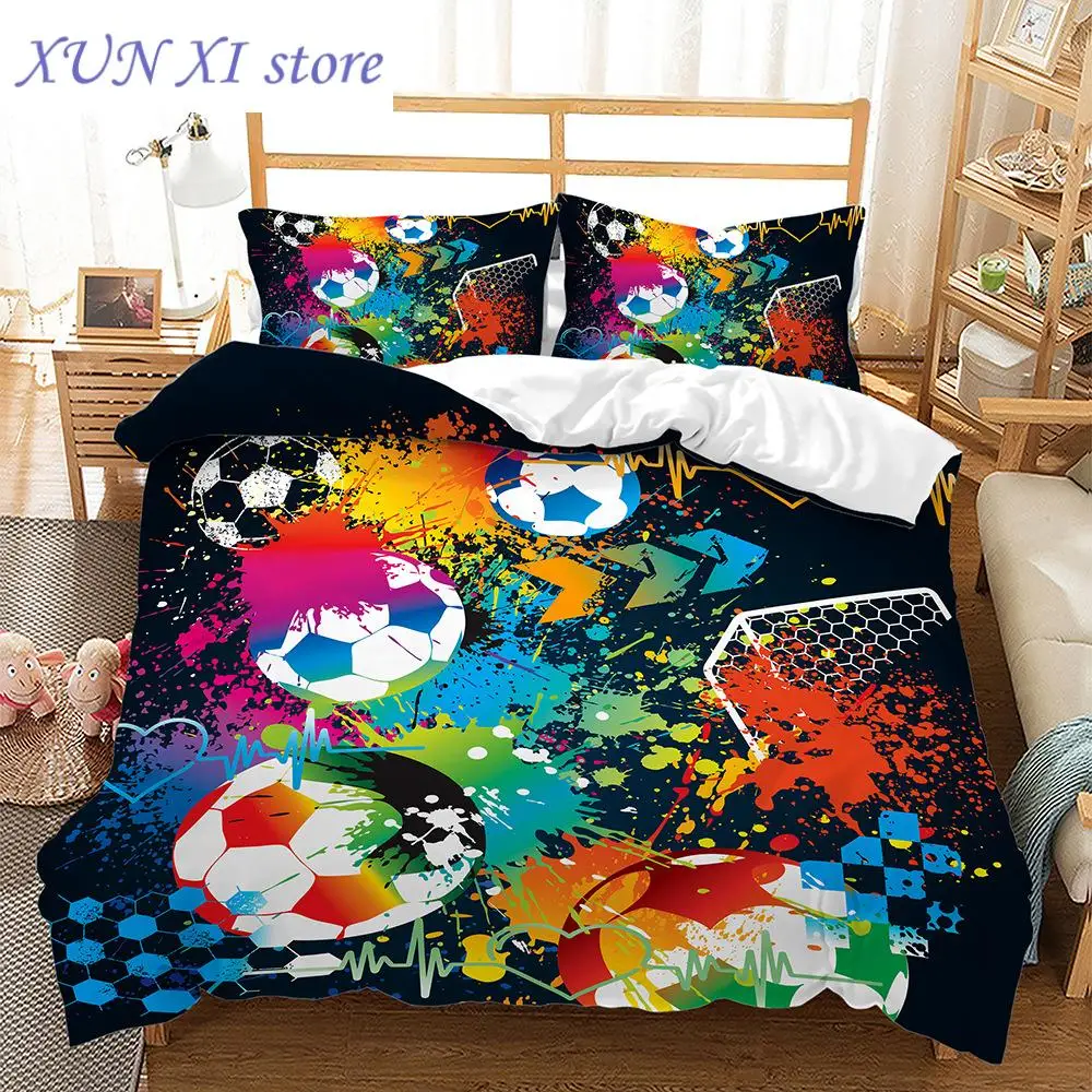 

New Football Comforter Cover Queen Size American Soccer Bedding Set Sports Duvet Cover for Boys Girls Children Bedspread Cover