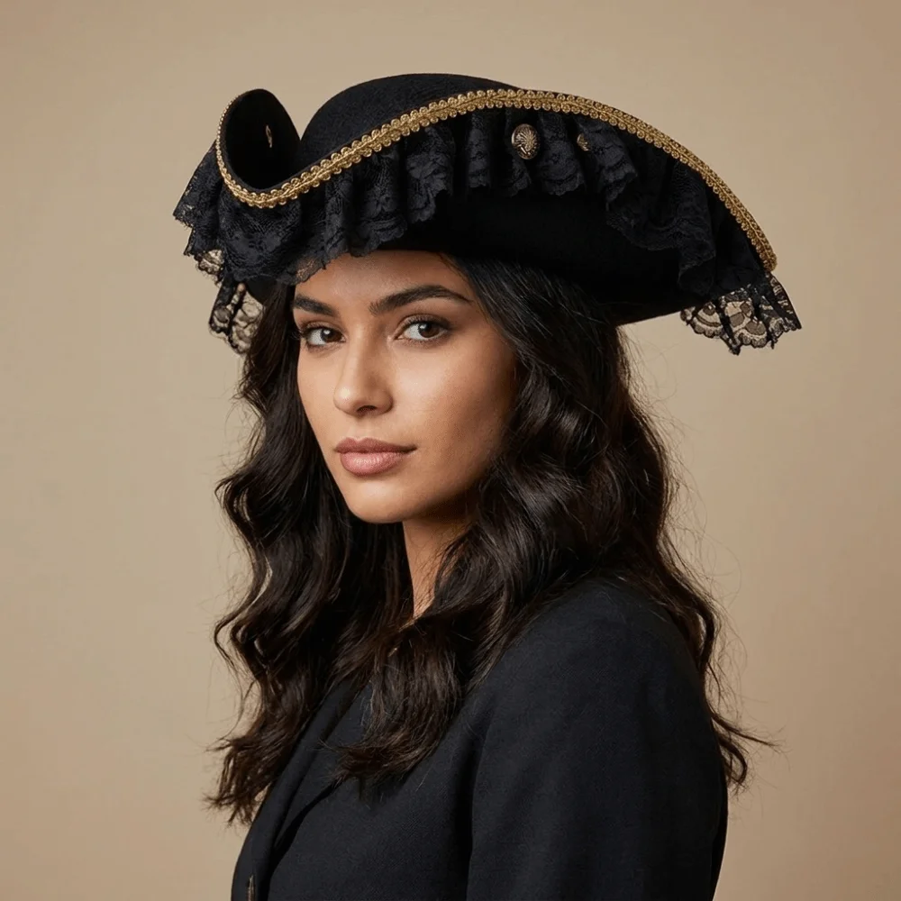 Sombrero de pirata de color sólido para cosplay, sombrero de Jack, sombrero tricornio para adultos, sombrero de fiesta, sombrero de vaquero del oeste para actuaciones en escenario