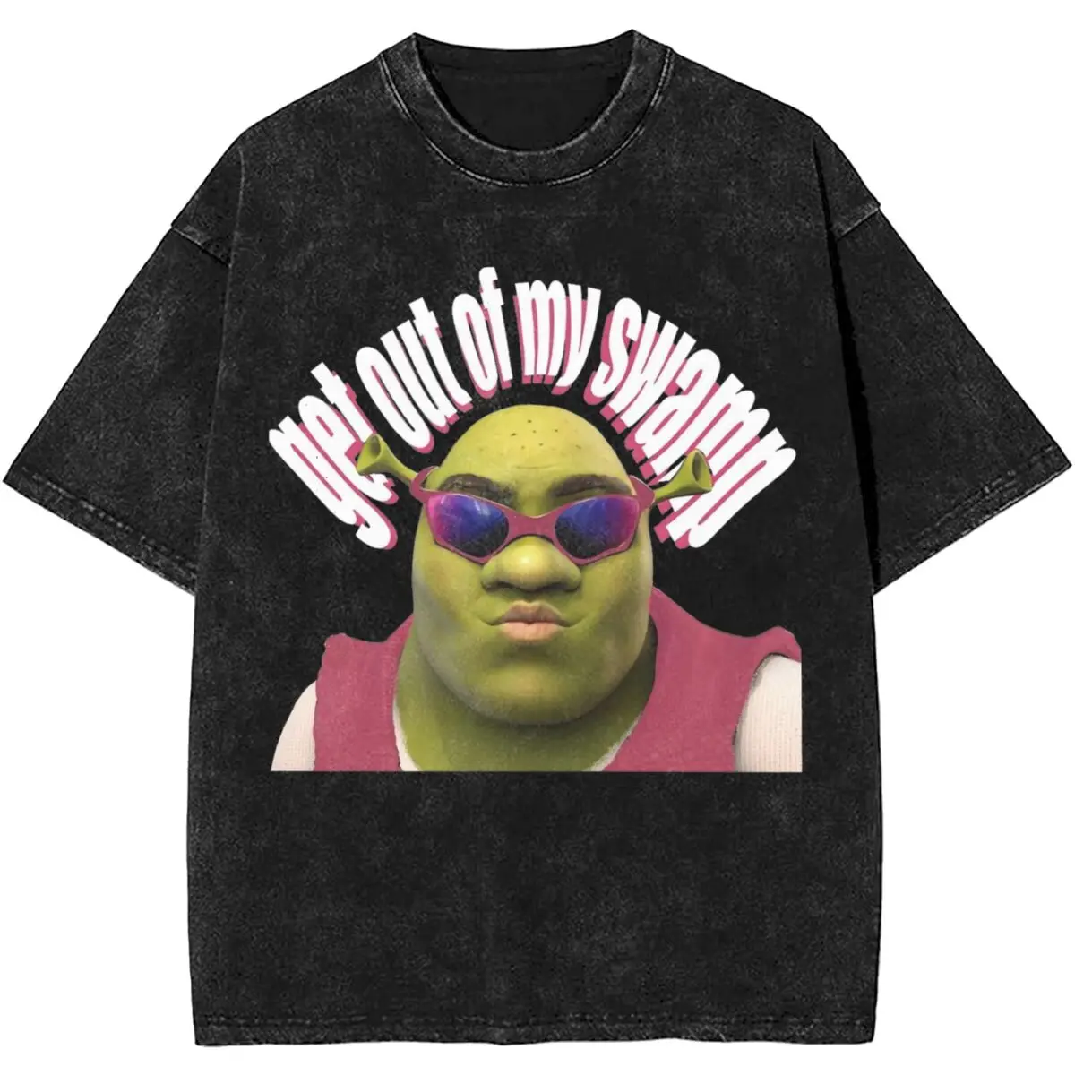 Pink Shreks Get Out Of My Swamp Funny Meme Shirt Streetwear for Men Women Casual Washed T-Shirt Short Sleeve Oversize Streetwear