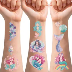 10 Sheets Mermaid Design Temporary Tattoos for Hand Arm Waterproof Butterfly Cartoon Tattoo Stickers Suitable for Birthday Party