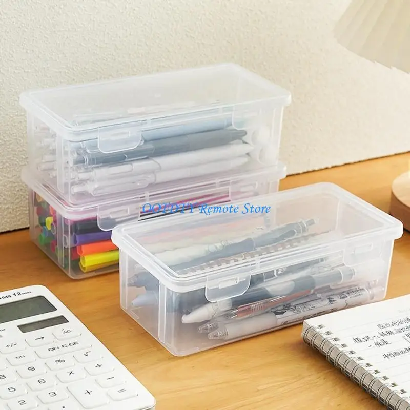  High Capacity Pencil Case Water Resistant Clear Pen Storage Box Hard Pen Case