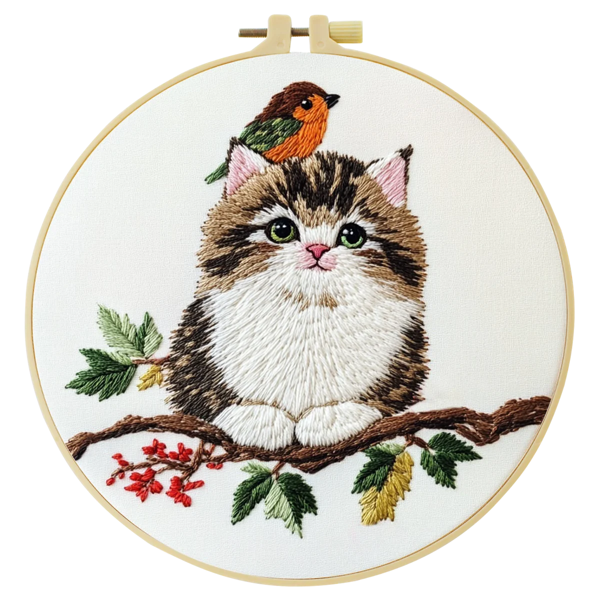 1 Stück 20X20CM/15X15CM 7,87/6,3 Zoll Katzen-Stickerei-Starter-Kit DIY-Kit DIY-Stickerei-Set Handarbeits-Set für Anfänger – Detail 3