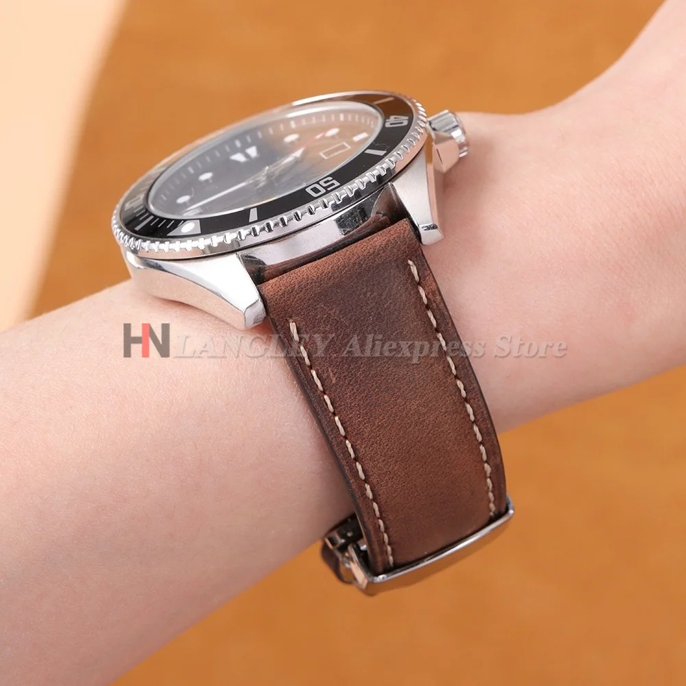Schnellwechsel-Uhrenarmband für Herren und Damen, Uhrenarmband aus Rindsleder, Ersatzarmband, 14 mm, 16 mm, 18 mm, 20 mm, 22 mm, 24 mm, Vintage-braune Armbänder. – Detail 10