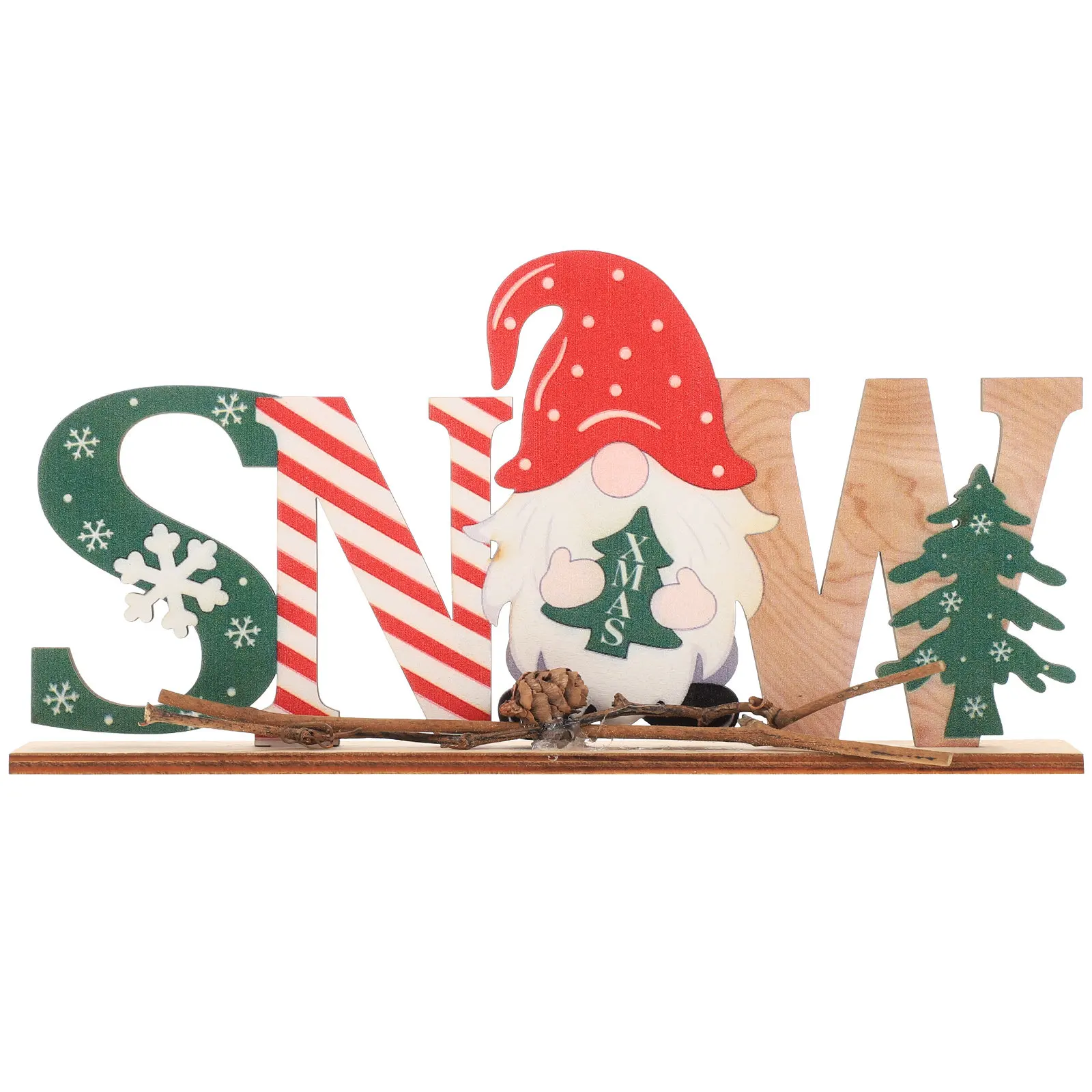 Christmas Letter Desktop Ornament, Cartoon Xmas Home Decoration, Creative Colorful Wooden Table Decor