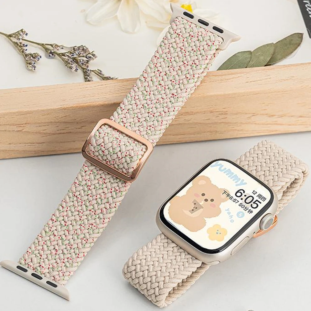 Geflochtenes Solo Loop Armband für Apple Watch 44mm 40 49 38 45 41 46 42mm Elastisches Nylon-Armband iWatch S12 11 10 9 8 7 SE 6 5 4
