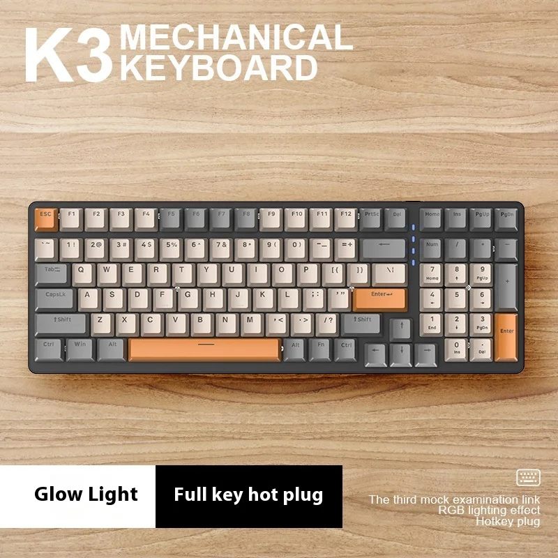 Imagem -06 - Teclado Mecânico para Jogos Rollover Ergonômico de Tecla Completa Modo Único Retroiluminação Rgb Esportes Eletrônicos 100 Teclas K3-tipo-c