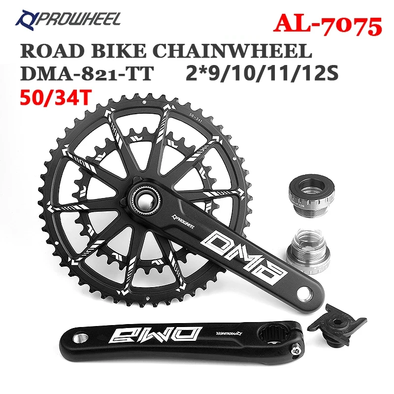 Prowheel Road Bike Crankset Double Chainwheel 50-34T 170mm/172.5mm/175mm Crank chainring