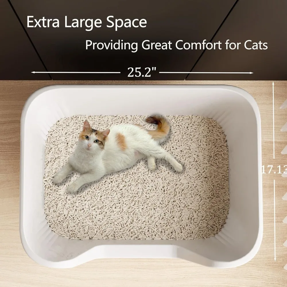 صندوق نفايات كبير الحجم مع جوانب عالية للقطط المتعددة - سهل التنظيف، التحكم في الرائحة، مضاد للرش، سعة كبيرة لراحة الحيوانات الأليفة #3