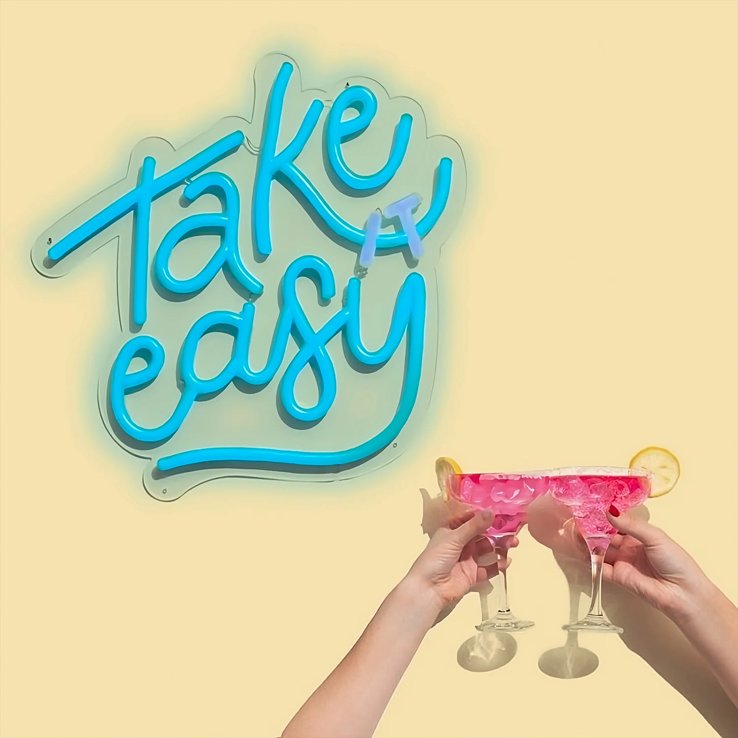 Take It Easy LED Neon Sign Home Decor Room Apartment Wall Ambiance Light 2023 New Art Font Party Bar Hotel On-Site Custom Logo