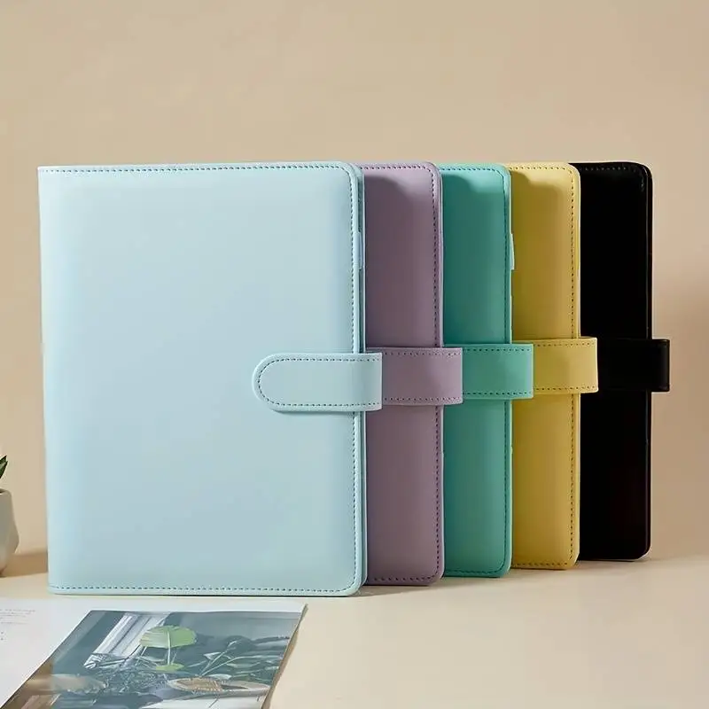 1PC A5 Binder Budget Notebook Planner Cover Loose-leaf Pu Leather Diary Agenda Cash Envelop with Card Pocket School Stationery