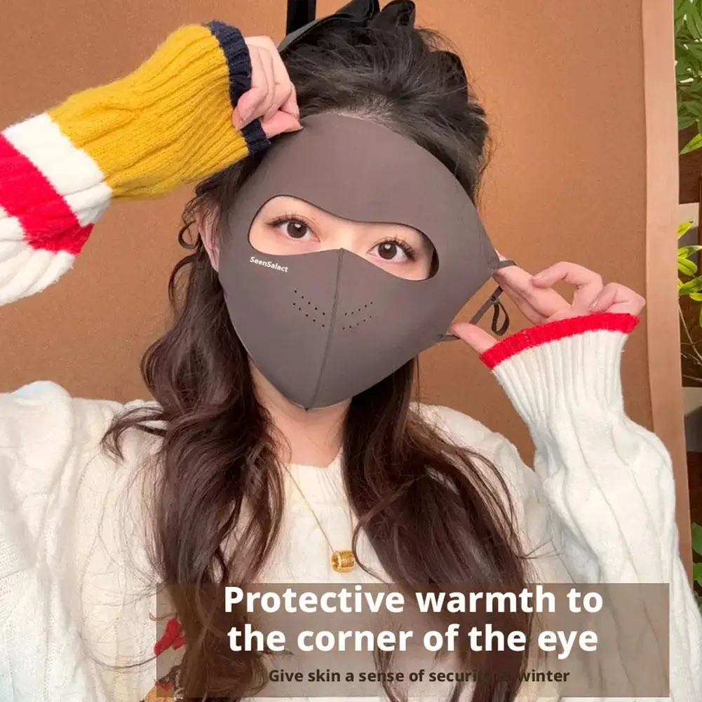 Зимняя маска для лица на флисовой подкладке из волокна гиалуроновой кислоты 360° °   Полнолицевой чехол, ветрозащитный, морозостойкий, антибактериальный дизайн для езды на велосипеде