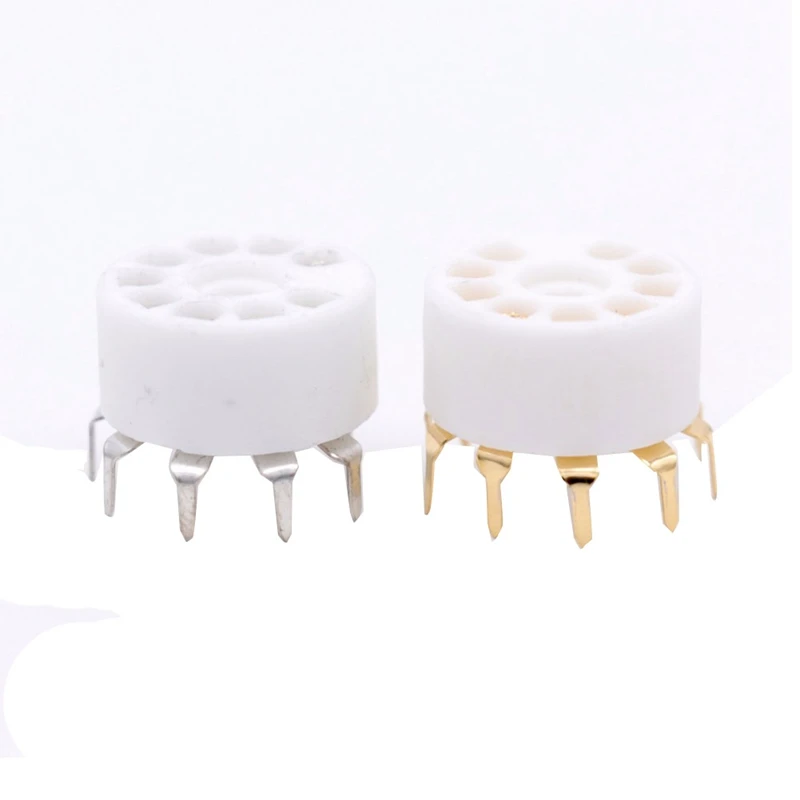 10PCS Ceramic Tube Sockets For 12AX7 12AT7 12AU7 6DJ8 ECC82 5670 6922 Hifi Audio Vintage AMP Gold