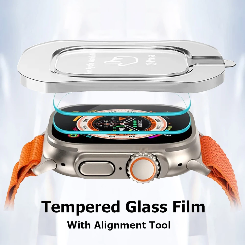 Tempered Glass Film For Apple Watch Ultra 2 49mm With Alignment Tool HD Screen Protector for iWatch Ultra 49mm Easy Install Kit