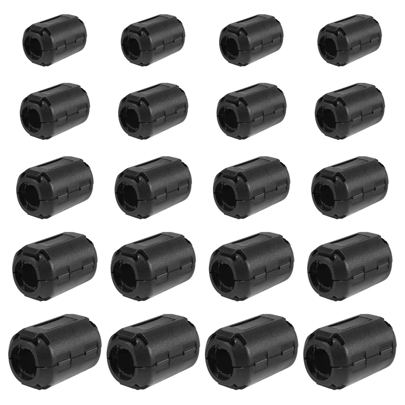 20 Pieces Clip-On Ferrite Ring Core RFI EMI Noise Suppressor Cable Clip For 3Mm/ 5Mm/ 7Mm/ 9Mm/ 13Mm Diameter Cable, Black