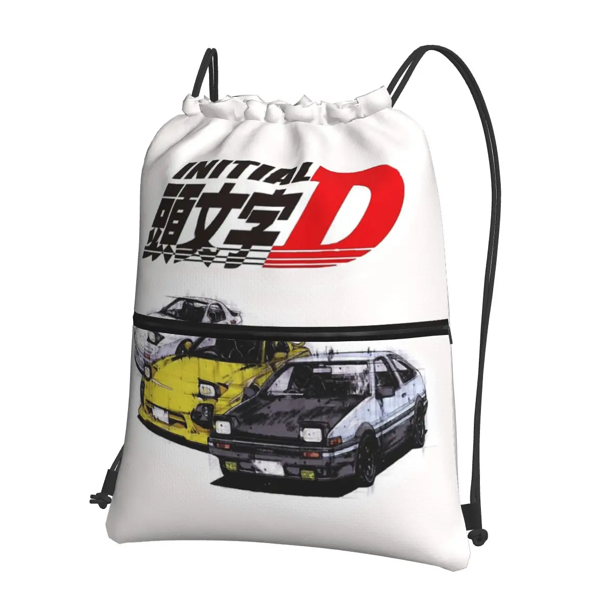 Initial d neon ae86 tragbare Rucksäcke Kordel zug Kordel zug Bündel Tasche Schuhe Taschen für Reises port Mann Frau