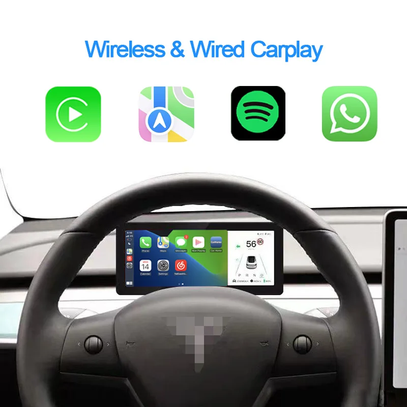 Schermo LCD da 8,8 pollici Wireless CarPlay Androidauto per Tesla Model 3/Y Quadro strumenti per auto Display multimediale Auto HUD