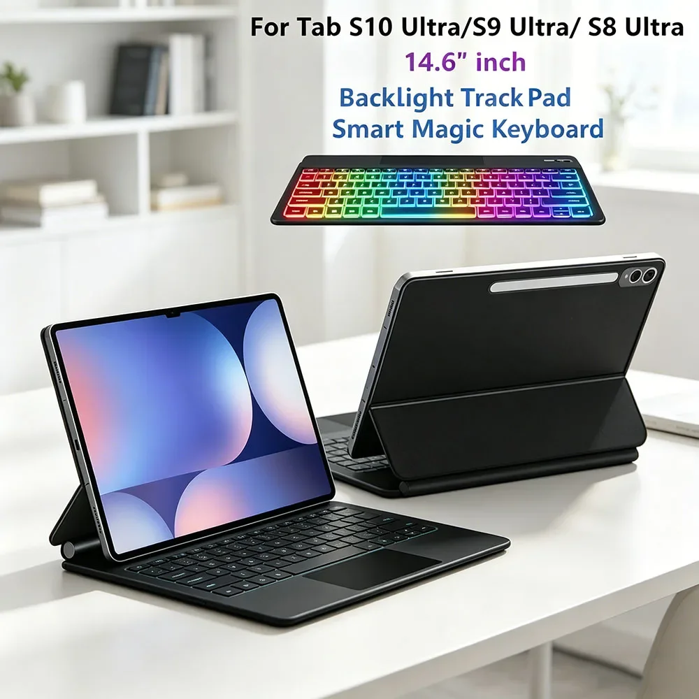 

14 6 inch Slim Tablet Keyboard Case For Samsung Tab S10 Ultra S9 Ultra S8 Ultra Magnetic Backlight Touchpad