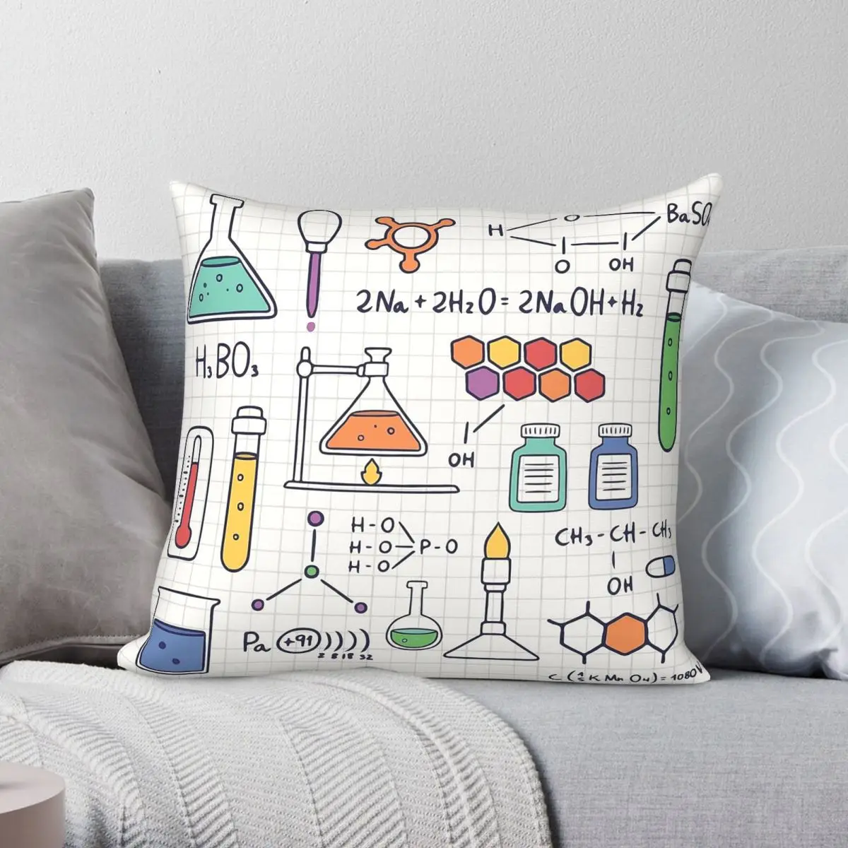 Amazing Chemistry Equation Square Pillowcase Polyester Linen Velvet Printed Zip Decorative Throw Pillow Case Home Cushion Cover