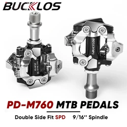 BUCKLOS PD-M760 Mountain Bike Lock Pedals Double Side Self-locking MTB Pedals fit SPD 9/16'' Ultralight Bicycle Pedal Bike Parts
