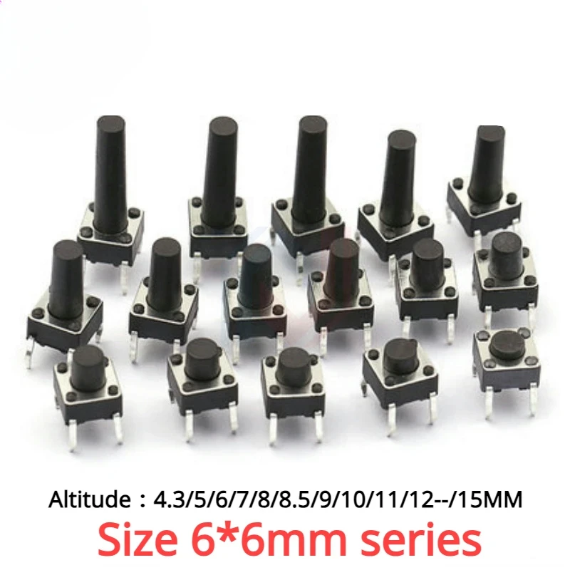 50 sztuk/partia przełącznik dotykowy pionowy 6*6*4.3/5/6/7/8/8.5/9/10/11/12 ---/15mm Panel Micro Pcb złącze przełącznika klawiatury wtyczka — zdjęcie 6