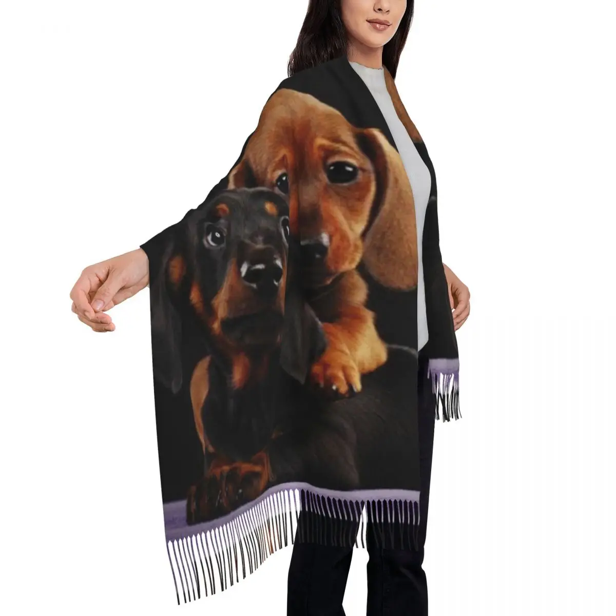 Custom Printed Cute Dachshund Dog Scarf Women Men Winter Warm Scarves Sausage Wiener Badger Shawls Wraps