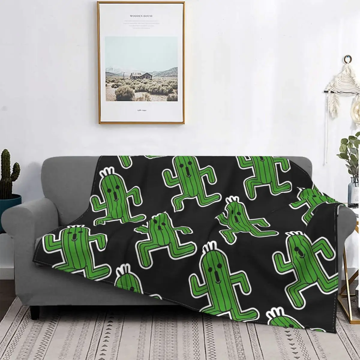 Final Fantasy Cactuar Blanket Velvet All Season Multi-function Lightweight Thin Throw Blankets for Home Office Bedspreads