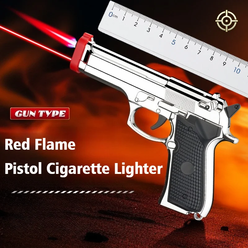 

Pistol Red Fire Lighter with Infrared Laser Lights Windproof Open Flame Gun Inflatable Cigarettes Lighters & Smoking Accessories