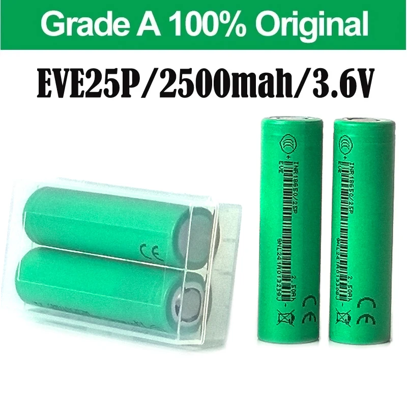 Batterie EVE 18650 originale, 25P, 2500mah, 3.6V, haute puissance, rechargeable, au lithium, 18650-25P, pour outils électriques, 1 à 20 pièces
