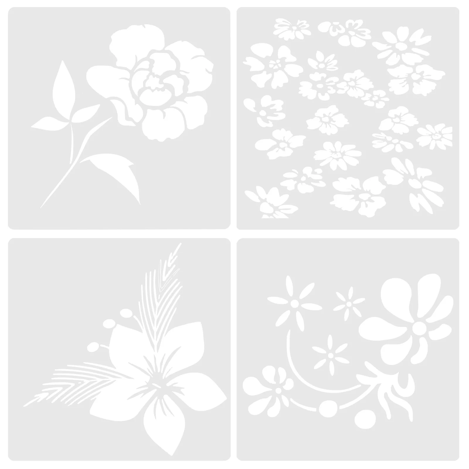 

4Pcs Flower Pattern Stencil Templates Reusable DIY Craft Scrapbook Painting Stencils for Wall Tile Fabric Stencil