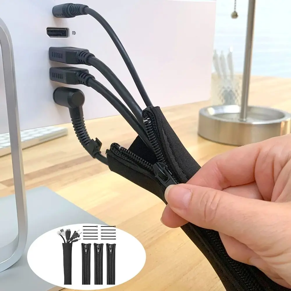 

Data Cable Cable Management Sleeve Computer Neoprene Network Cable Organizer Classification with Zipper Cable Wire Protector