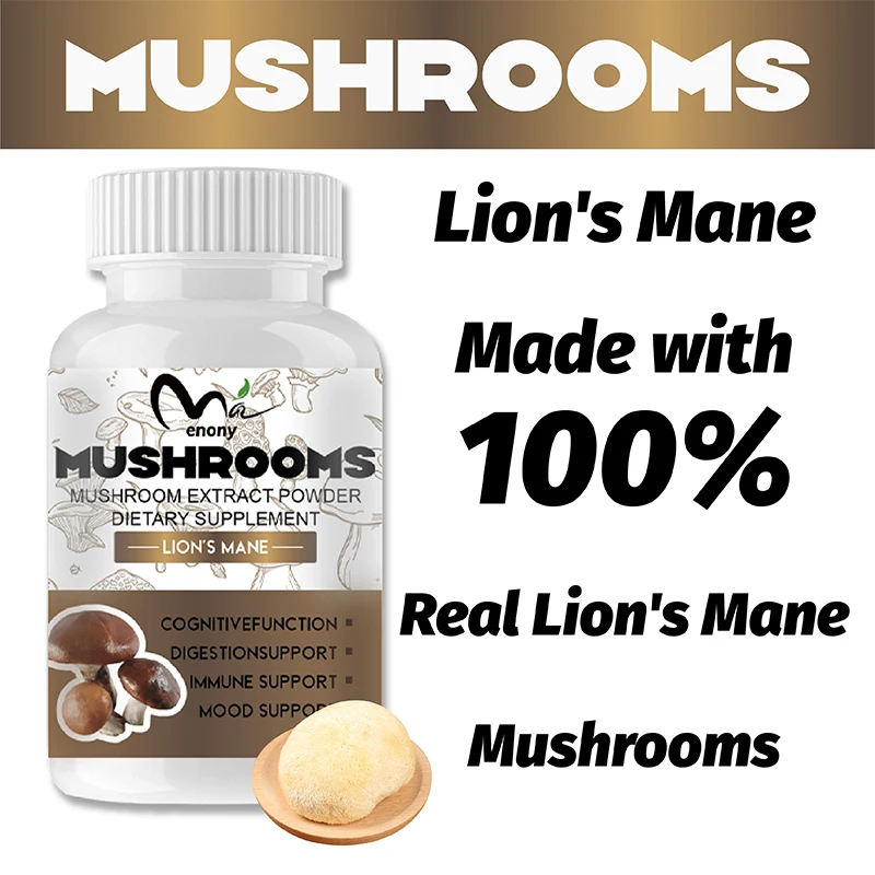 

Super Brazil Mushroom Capsules -Lions Mane Cordyceps Reishi - Brain Supplement for Memory and Focus Relief Stress Better Mood