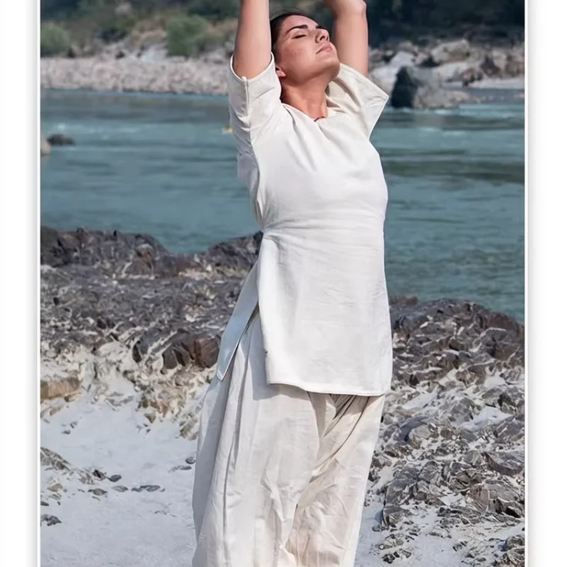 

Indian Pure Cotton Traditional Yoga Suit Set For Women's Meditation Attire