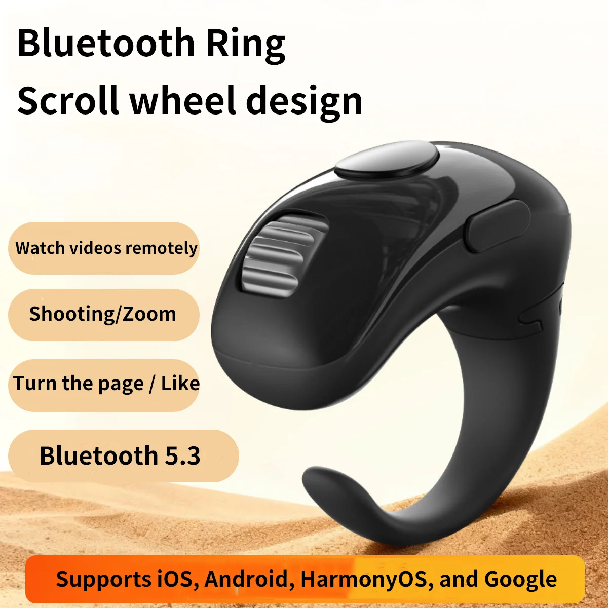 Bluetooth Ring Mouse Remote Photo Capture Video Playback Shutter Button Scroll Wheel Compact and Portable Rchargeable Bluetooth