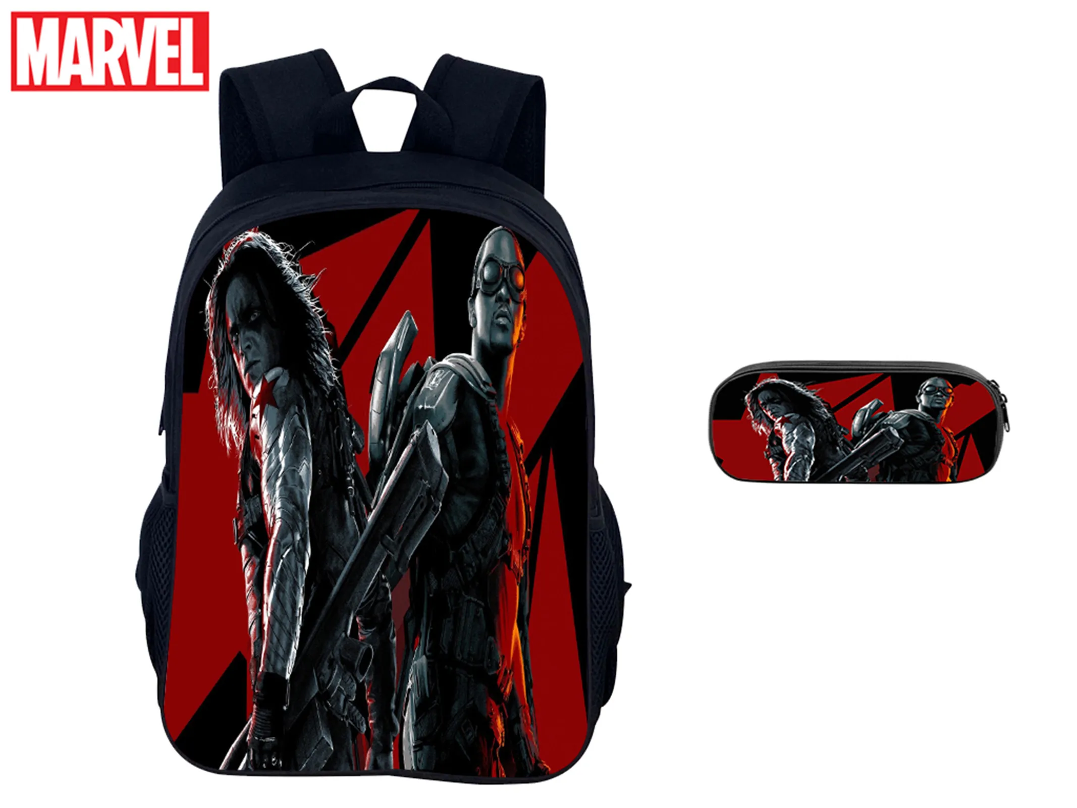 

Elementary Kids Classic Winter Soldier School Bookbag 2 in 1 Set-Large Capacity Canvas Backpack and Pencil Case