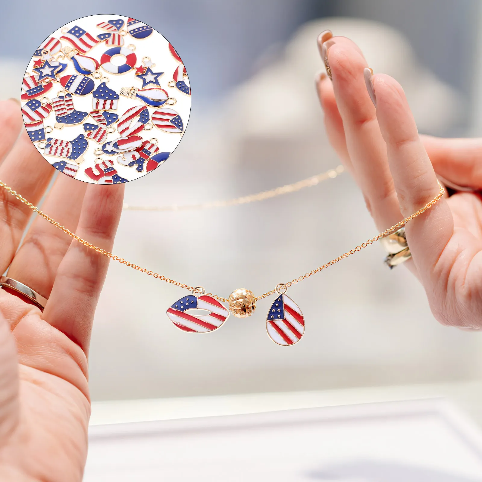 

30 шт. прочных подвесок из сплава в цветах флага США ко Дню независимости для изготовления ювелирных изделий, ожерелий, браслетов, кулонов, оптом