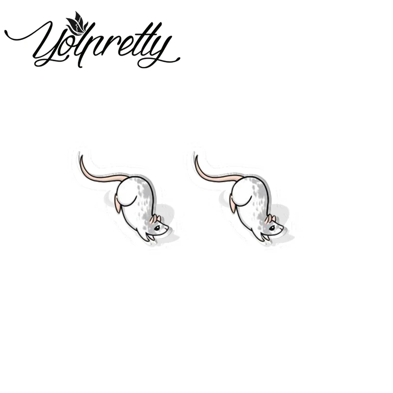 2023 New Cartoon Long Tail Mouse Acrylic Stud Earrings Resin Epoxy Ear Fashion Jewelry Earrings for Women Girls