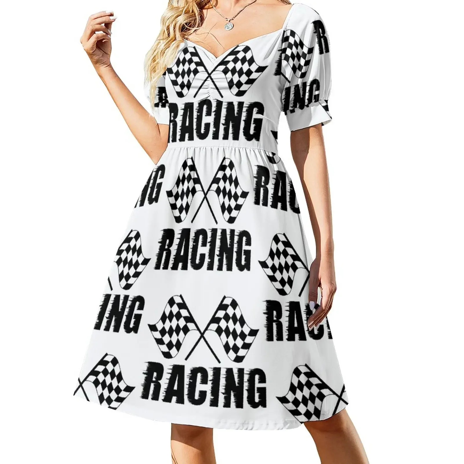 

Checkered Flag Sleeveless Dress Bride dresses dresses for womens Woman dresses