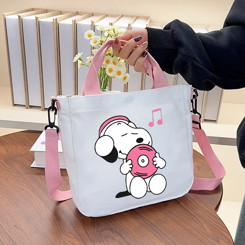 

Snoopys Canvas Shoulder Bag for Boys Girls Anime Cartoon Large Capacity Crossbody Bags Students Portable Fashion Handbag Gifts