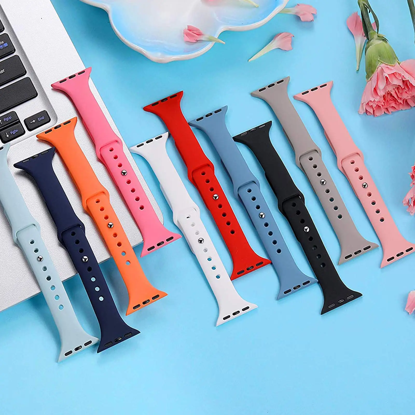 Modisches Schlankes Silikonarmband für Apple Watch 46mm 42mm 41mm 40mm 38mm 44mm Damen Armband Iwatch Serie 11 10 9 8 7 5 6 SE3