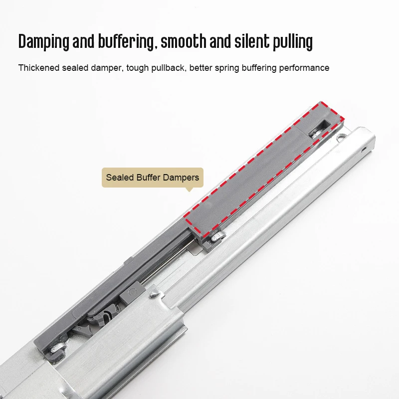 Push Open Rail Hardware Telescopic Slide for Kitchens Smooth Durable Furniture Pull Out Cabinet Runner Drawer Channel Soft Close