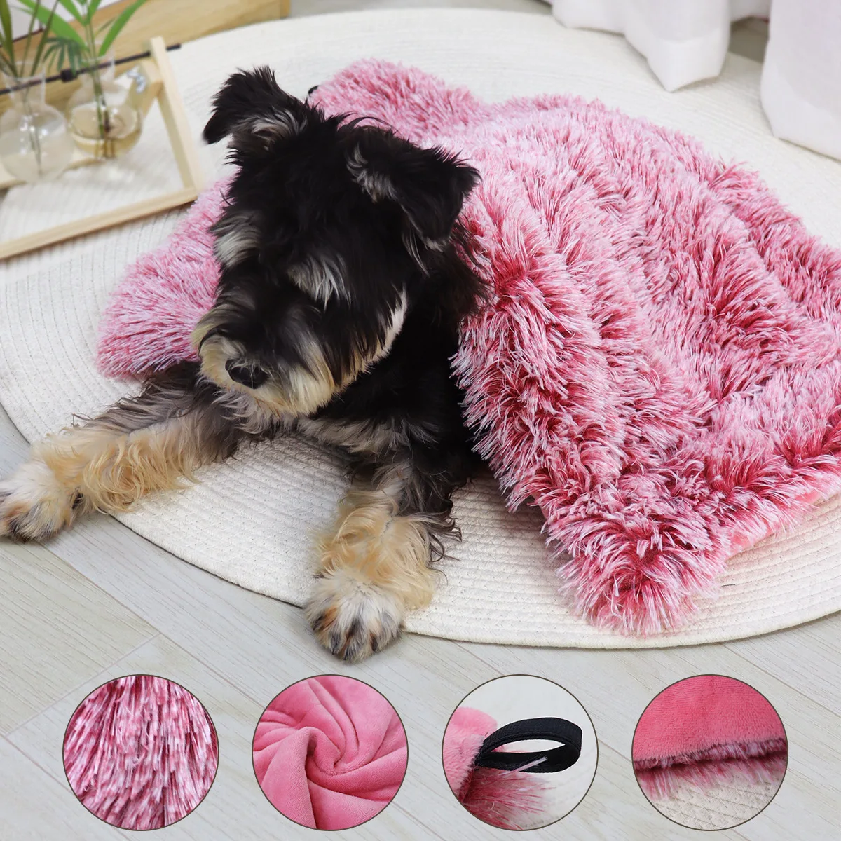 Four Seasons Warm, Fluffy Double-Sided Calming Plush and Flannel Pet Cat & Dog Blanket Kennel Mats Pet Bedding