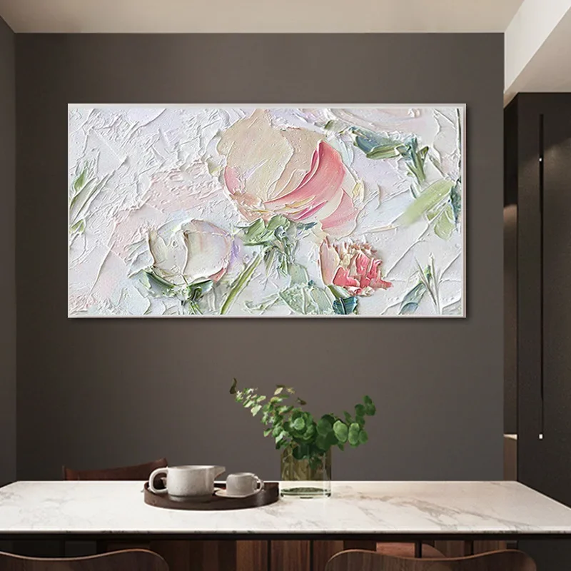 رسمت باليد النفط اللوحة الفاوانيا زهرة مطعم ضوء الفاخرة اللوحة الزخرفية الشرفة جدارية عمودية أريكة غرفة المعيشة