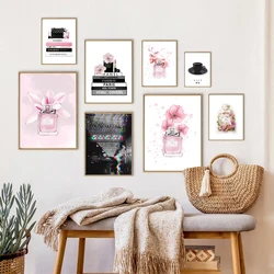 Fashion Perfume Pink Bottle Art Canvas Painting Nordic Posters And Prints Modern Illustration Wall Picture For Living Room Decor