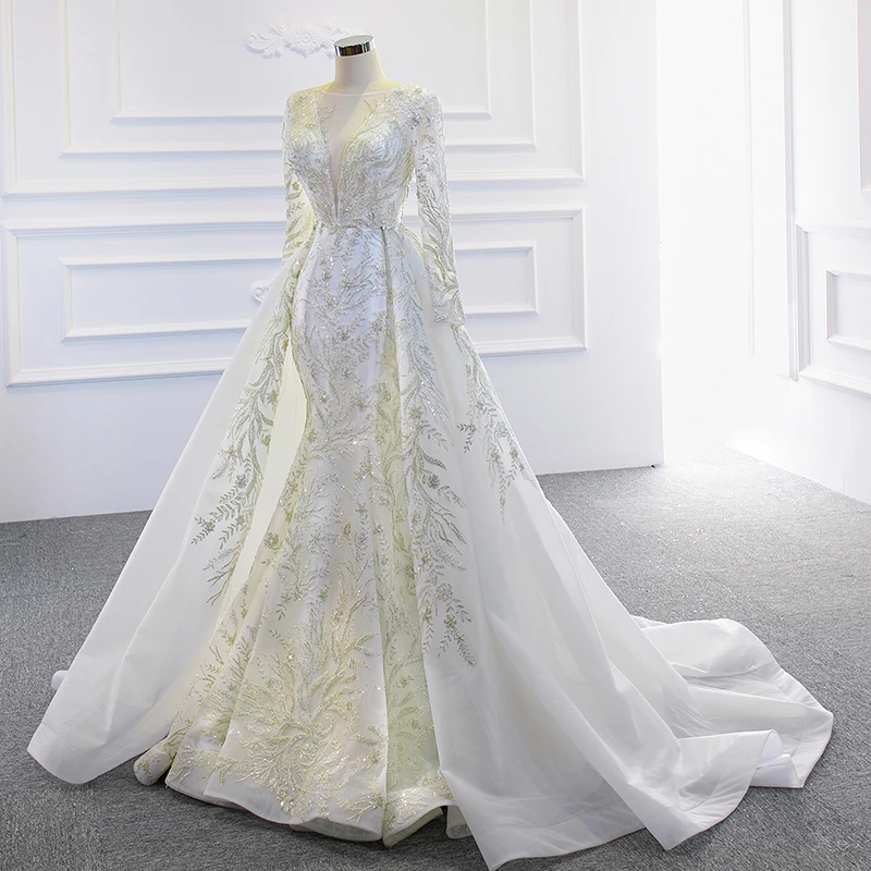 RSM-Robe de Mariée Sirène à Col en V avec Perles et Paillettes, Collection 67156, Nouvelle Collection 2022