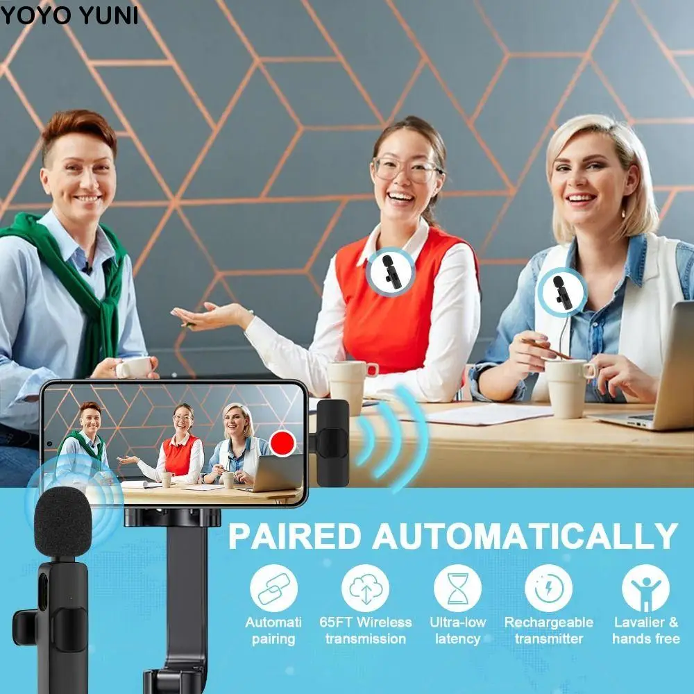 

Noise Reduction K9 Mini Lavalier Microphone Portable Wireless Mini Lapel Mic Professional Black Wireless K9 Microphone