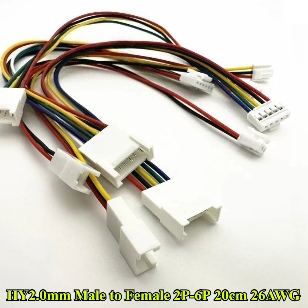 10/30Pcs HY2.0mm Male Head To Female Head 2P/3P/4P/5P/6P Terminal Wire Length 20CM 26AWG Electronic Wire Connector